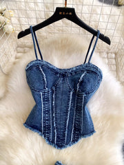 Hazel Blues® | Raw Hem Denim Cami and Flare Jeans Set