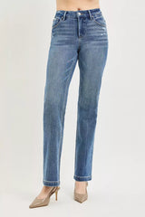 Hazel Blues® | RISEN Tummy Control 4way Stretch Mid Rise Straight Crease Line