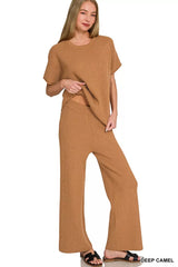 Hazel Blues® | Zenana Viscose Round Neck Top & Pants Set