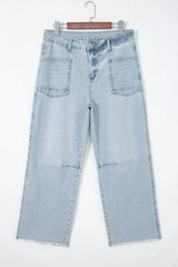 Hazel Blues® | Light Wash Utility Pocket Straight Leg Jeans