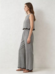 Hazel Blues® | Plaid Scalloped Trim Tank and Pants Set