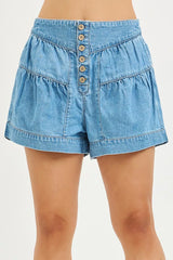 Hazel Blues® | RISEN Elastic Band Slouchy Shorts With Shirred Detail