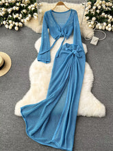 Hazel Blues® | Knitted Crop Top and Slit Skirt Set
