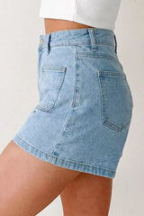 Hazel Blues® | High Rise Patch Pocket Denim Shorts