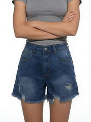 Hazel Blues® | Distressed Frayed Hem Denim Shorts
