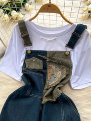 Hazel Blues® | Short Sleeve T-Shirt and Denim Overall Dress Set