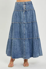Hazel Blues® | RISEN High Rise Ruffle Long Skirts