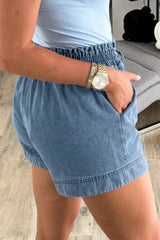 Hazel Blues® | Smocked Elastic Waist Denim Shorts