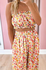 Hazel Blues® | Boho Floral Bandeau Top and High Waist Wide Leg Pants Set