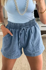 Hazel Blues® | Smocked Elastic Waist Denim Shorts