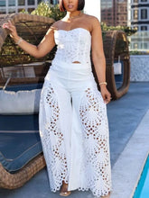 Hazel Blues® | Cutout Tube Top and Wide Leg Pants Set