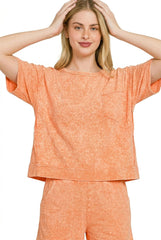 Hazel Blues® | Zenana Halo Snow Washed Boxy Top & Shorts Set