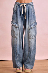 Hazel Blues® | BiBi Baggy Barrel Jeans With Cargo Pockets