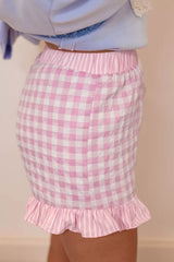 Hazel Blues® | Gingham Ruffle Hem Shorts