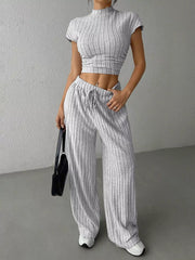 Hazel Blues® | Ribbed Knit Top and Wide Leg Pants Set