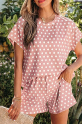 Hazel Blues® | Polka Dot Print Tee and Shorts Set