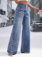 Hazel Blues® | High Waist Button Decor Wide Leg Jeans