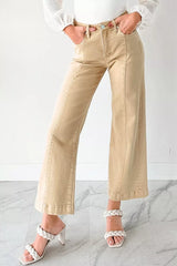 Hazel Blues® | Solid Color Seamed Center Wide Leg Cropped Jeans