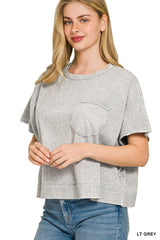 Hazel Blues® | Zenana Halo Snow Washed Boxy Top & Shorts Set