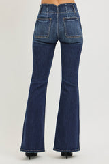 Hazel Blues® | RISEN High Rise Flare Jeans With Seam Detail Waistband