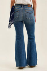 Hazel Blues® | Judy Blue Mid Rise Jaqueline Flare with Triple Needle Back Pkts and Bandana Loop
