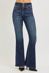 Hazel Blues® | RISEN High Rise Flare Jeans With Seam Detail Waistband