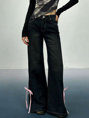 Hazel Blues® | Ribbon Detail Flare Jeans