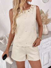 Hazel Blues® | Embellished Sleeveless Top & Shorts Set