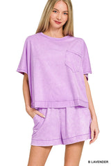Hazel Blues® | Zenana Acid Washed Oversized Top & Shorts Set