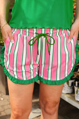 Hazel Blues® | Pink Lemonade Ruffle Shorts