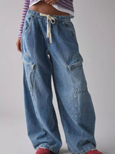 Hazel Blues® | Drawstring Waist Cargo Jeans