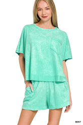 Hazel Blues® | Zenana Acid Washed Oversized Top & Shorts Set
