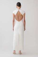 Briella V Neck Suiting Maxi Dress - Ivory