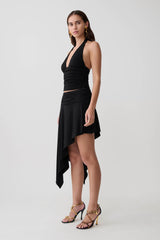 Talise Modal Hankie Midi Skirt - Black