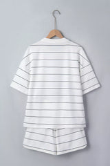 Hazel Blues® | Stripe Half Sleeve Tee and Drawstring Shorts Set