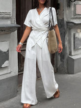 Hazel Blues® | Wrap Top & Wide Leg Pants Set