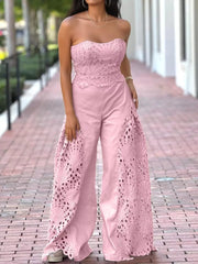Hazel Blues® | Hollow-Out Tube Top and Pants Two-Piece Set