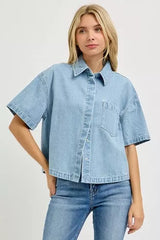 Hazel Blues® | RISEN Oversized Half Sleeve Cropped Shirts