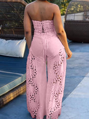 Hazel Blues® | Hollow-Out Tube Top and Pants Two-Piece Set