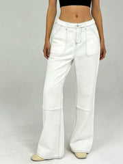 Hazel Blues® | Wide Leg Contrast Stitching Jeans