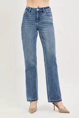 Hazel Blues® | RISEN Tummy Control 4way Stretch Mid Rise Straight Crease Line