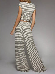 Hazel Blues® | Striped Crop Top and Wide Leg Pants Set