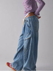 Hazel Blues® | Drawstring Waist Cargo Jeans