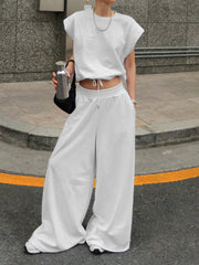 Hazel Blues® | Round Neck Top and Wide Leg Pants Set