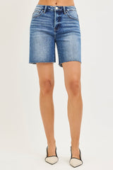 Hazel Blues® | RISEN Tummy Control High Rise Raw Cut Hem Jhorts