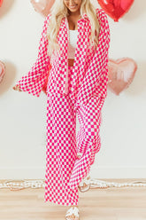Hazel Blues® | Checkerboard Print Long Sleeve Top and Pants Set