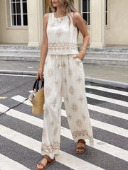 Hazel Blues® | Sleeveless Top and Wide Leg Pants Set