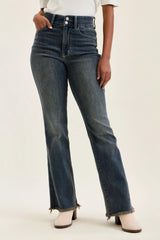Hazel Blues® | Judy Blue High Waist Double Button Frayed Hem Jeans
