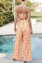 Hazel Blues® | Boho Floral Bandeau Top and High Waist Wide Leg Pants Set