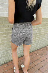 Hazel Blues® | Leopard Print Elastic Waist Denim Shorts